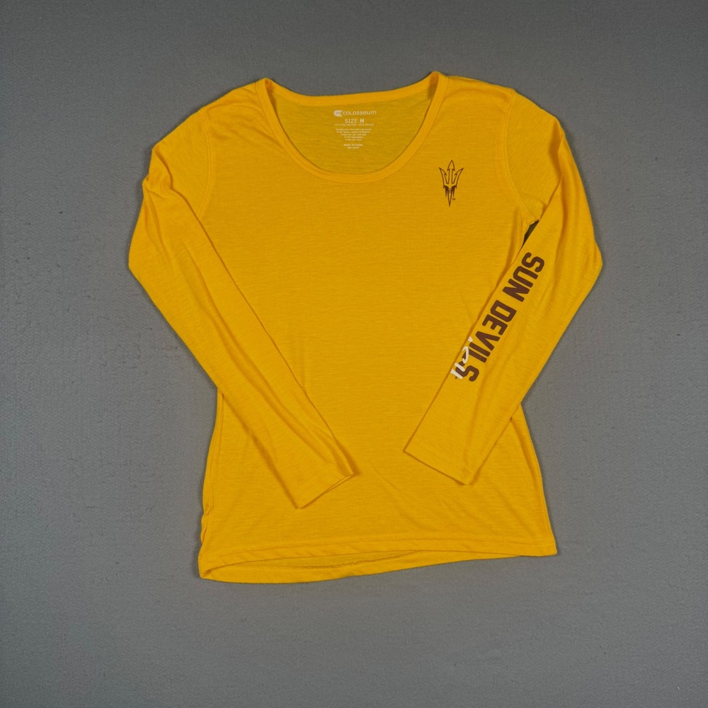 Colosseum Arizona State Sun Devils T-Shirt Womens Medium Yellow Long Sleeve ASU